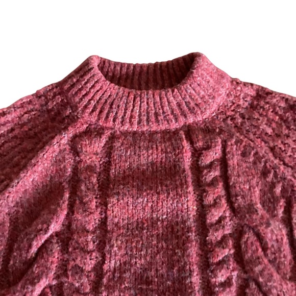 Universal Thread Cable Knit Sweater Mock Neck Size Large Red Orange Cozy Cropped - Picture 6 of 15